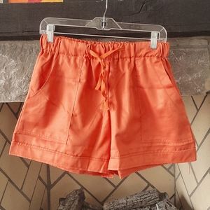 Adorable Orange Elastic Draw Waist Short